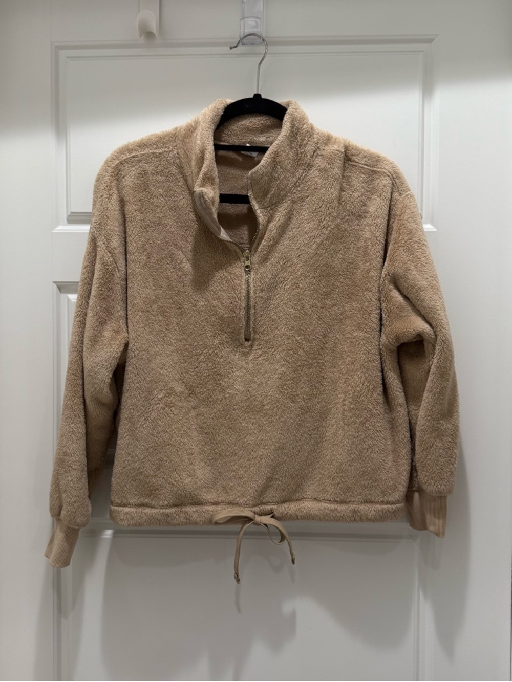 Old Navy Beige Teddy Quarter Zip Pullover Sweater Small